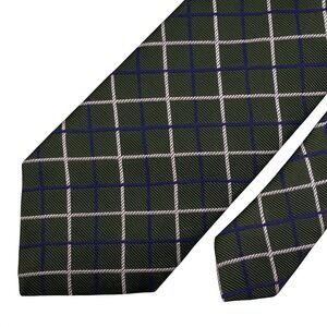Brooks Brothers Makers Tie 59.5x3.75 Silk Green Navy White Plaid USA